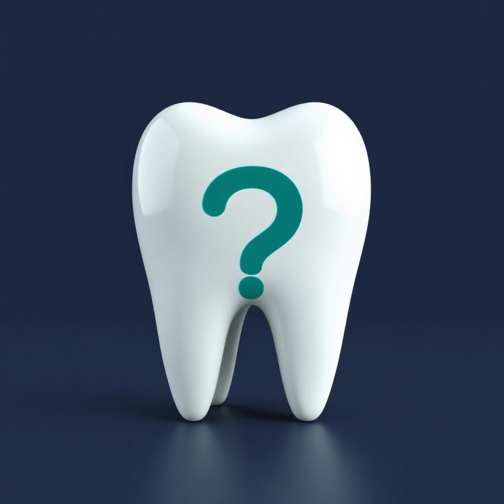 3D tooth with a question mark