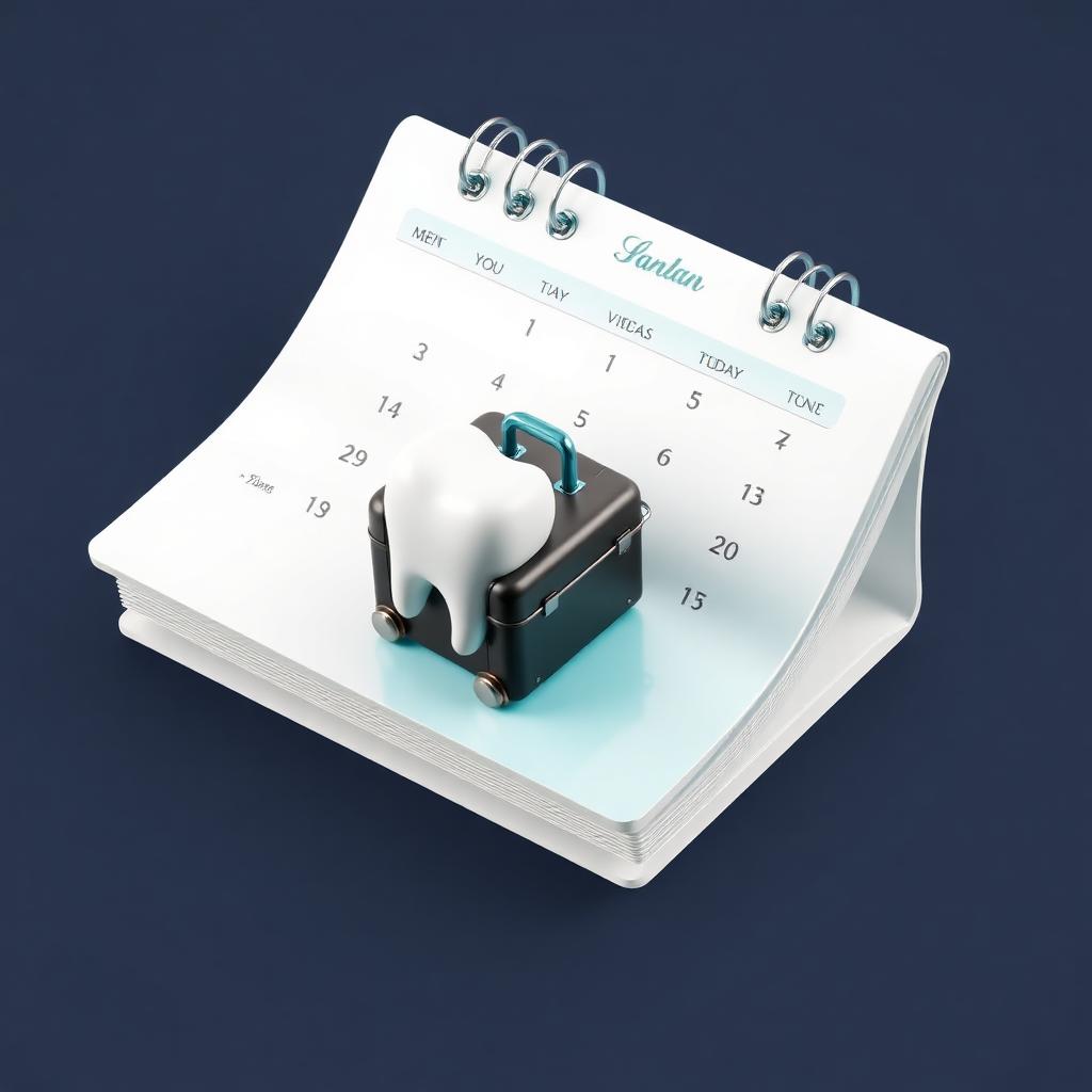3D calendar with suitcase and tooth