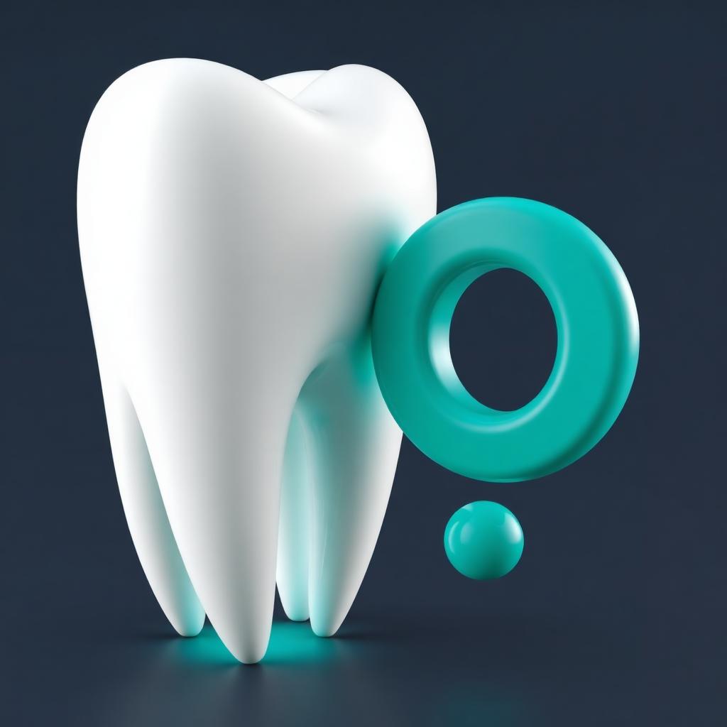 3D tooth with teal question mark for FAQ