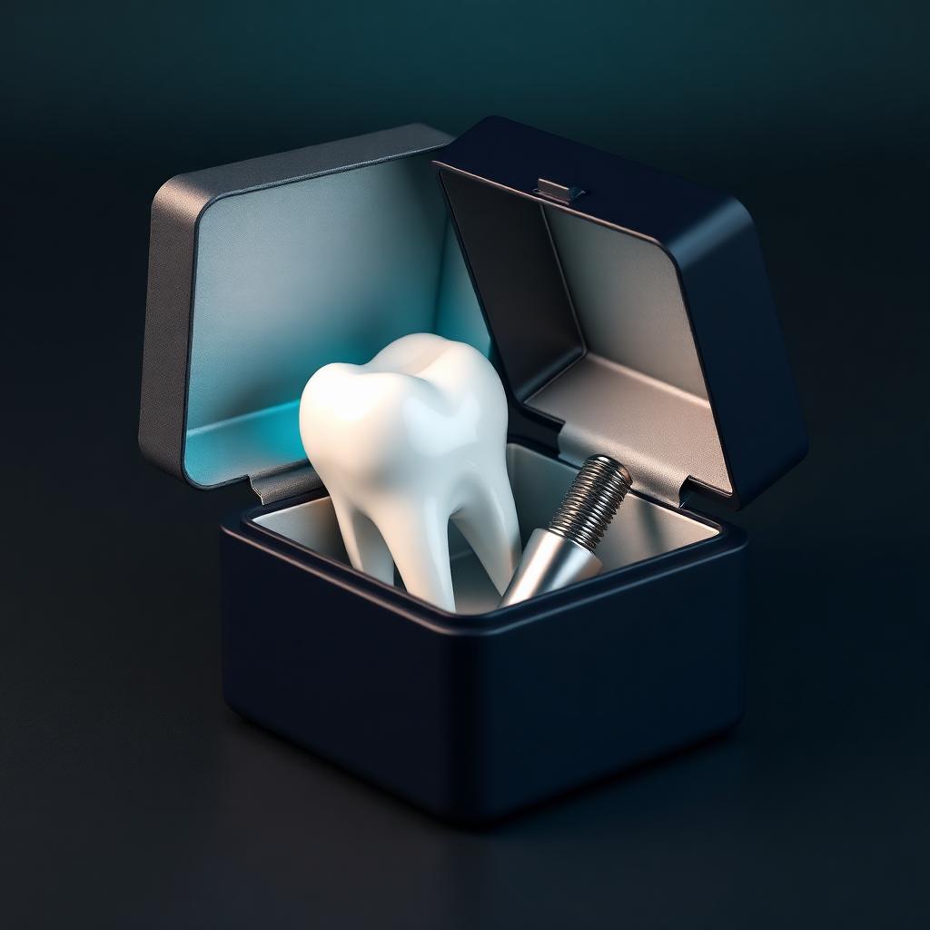 3D dental implant package with tooth and titanium screw
