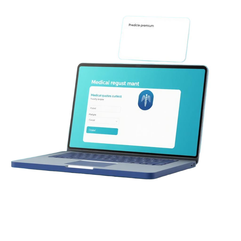 3D laptop showing a dental quote request form