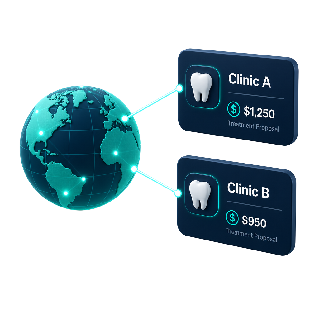 3D globe connecting a patient with partner clinics